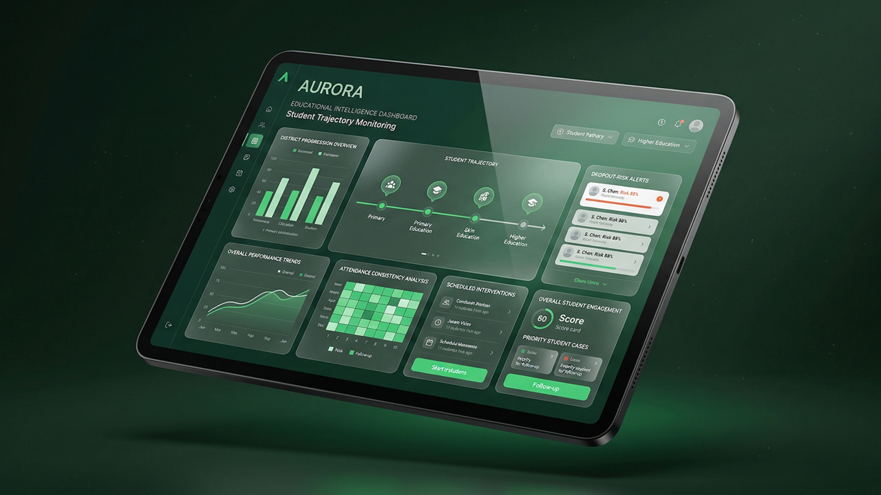 Dashboard AURORA em tablet